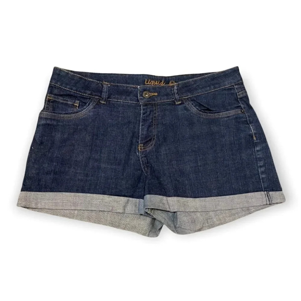 Liquid X 2.5" Denim Jean Shorts Cuffed Hem